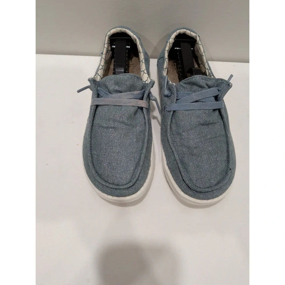 HEY DUDE WENDY SPARKLING SHOE BLUE STONE Women's Sz 8